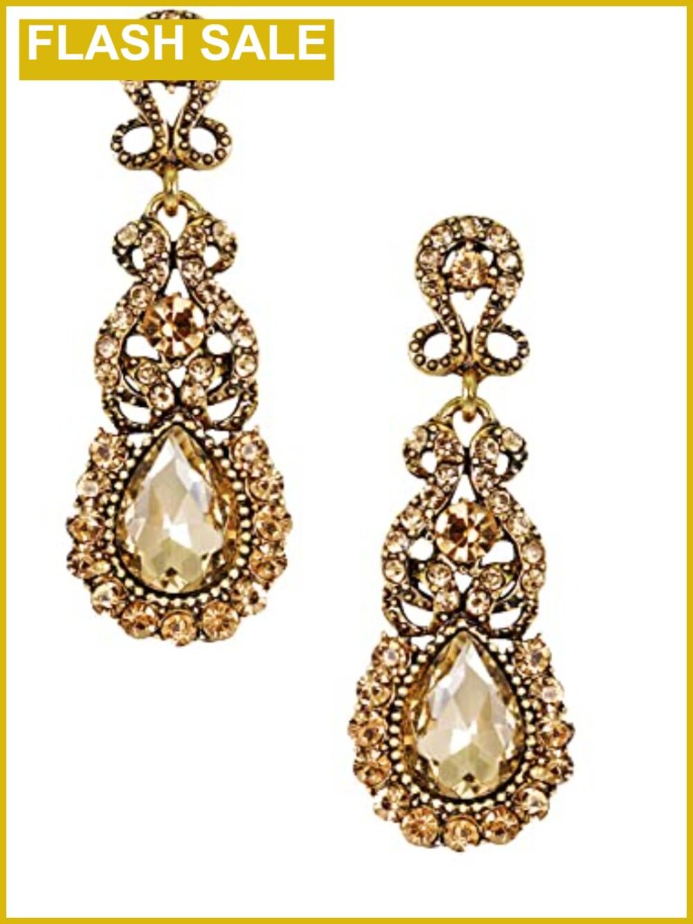 Vintage Retro Deco Victorian Style Rhinestone Dangle Earrings